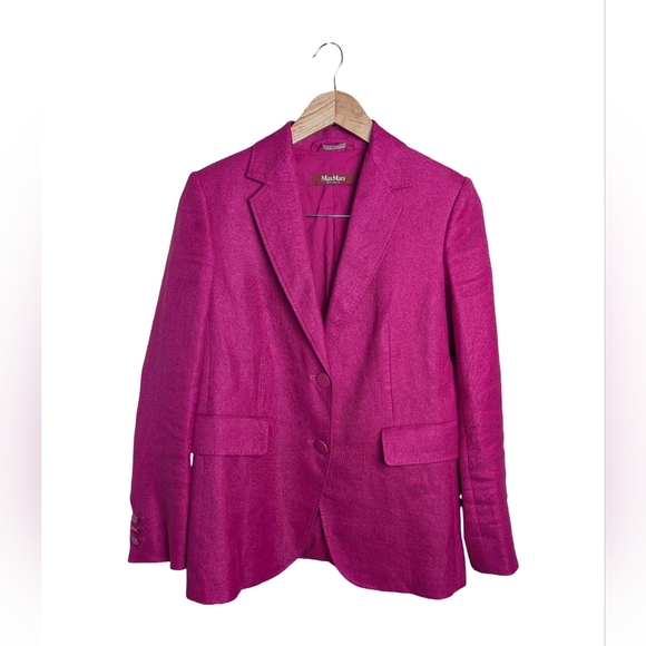 MaxMara Jackets & Blazers - MaxMara Studio Italian Linen Blazer – Fuchsia Tailored Jacket – XXS/XS